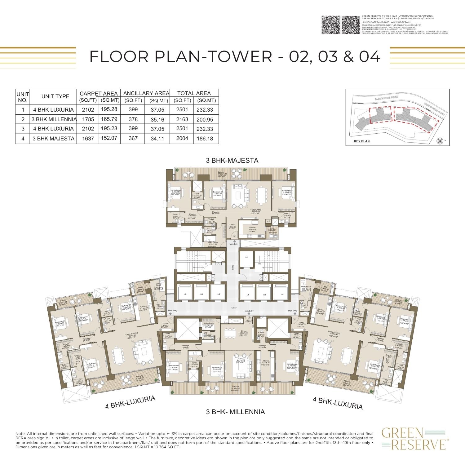 Floor Plan for Towers 2, 3 & 4 at L&T Green Reserve